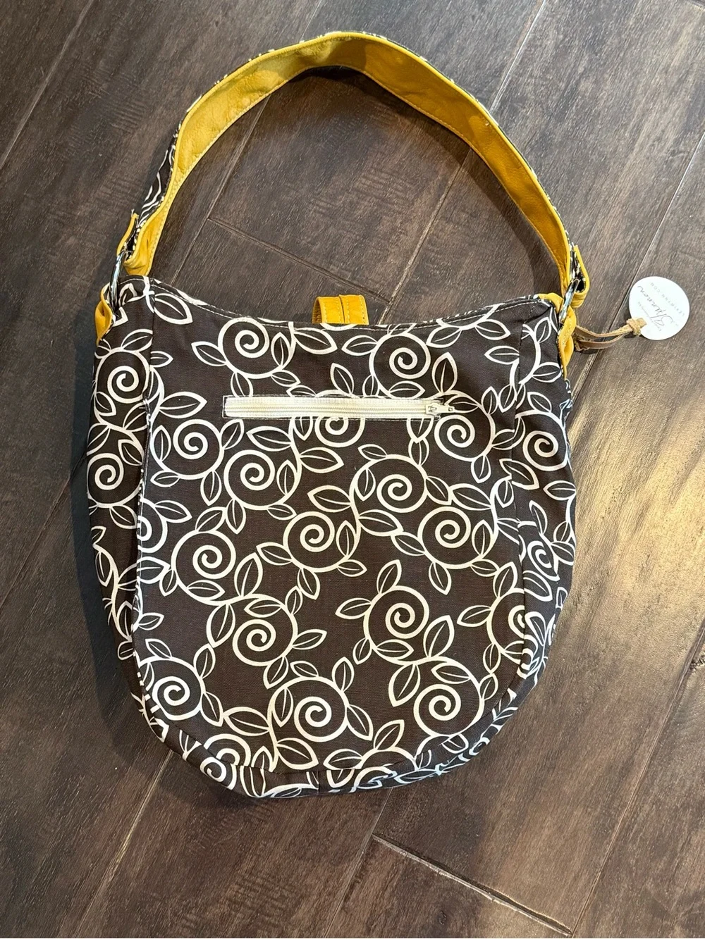 NWT Lexi Wynn Boho Reversible Purse Green & Yellow Mixed-Material Hobo Bag